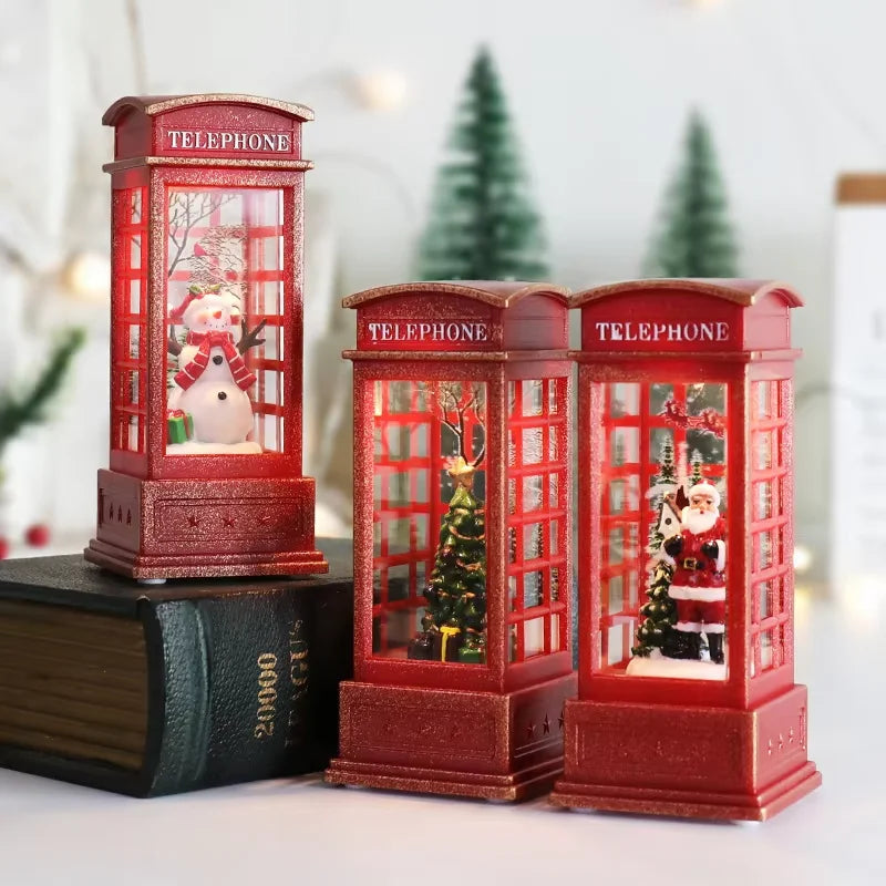 Christmas Desktop Decorations luminated Telephone Booths Christmas Lights Telephone Booths Wind Lights Crystal Lights Gifts