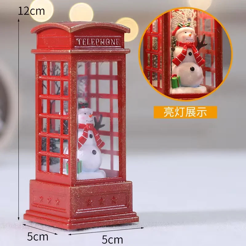 Christmas Desktop Decorations luminated Telephone Booths Christmas Lights Telephone Booths Wind Lights Crystal Lights Gifts
