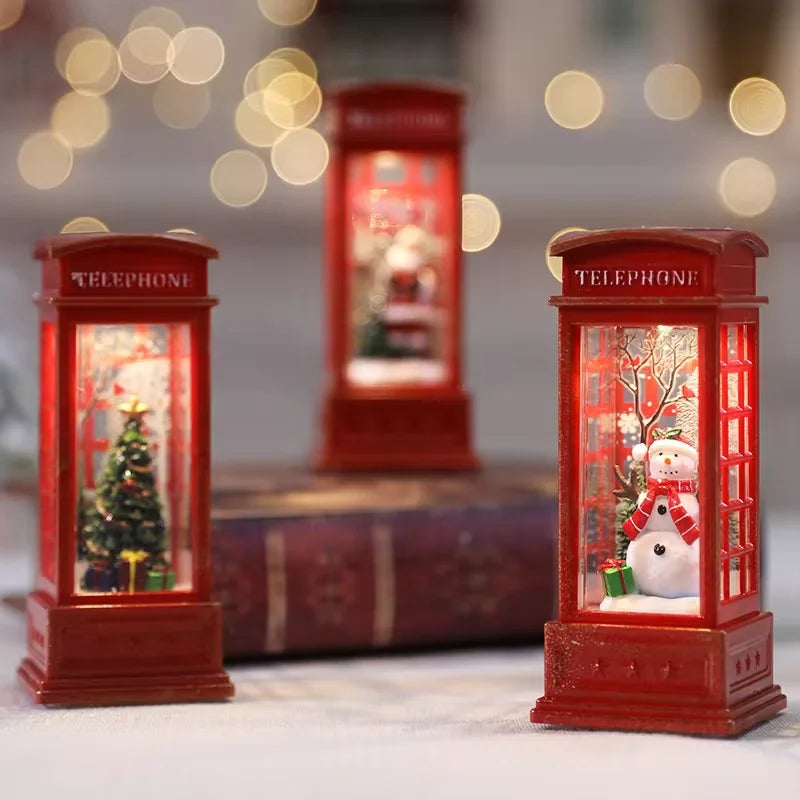 Christmas Desktop Decorations luminated Telephone Booths Christmas Lights Telephone Booths Wind Lights Crystal Lights Gifts