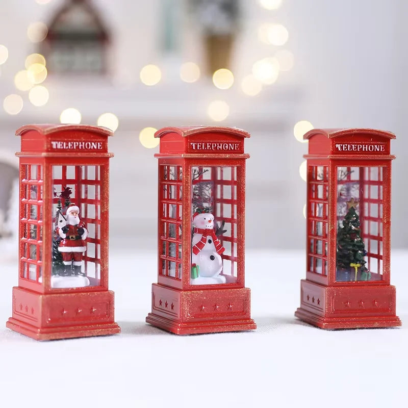 Christmas Desktop Decorations luminated Telephone Booths Christmas Lights Telephone Booths Wind Lights Crystal Lights Gifts