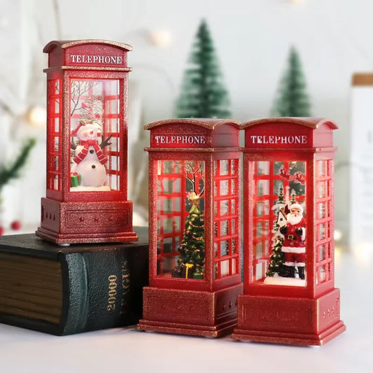 Christmas Desktop Decorations luminated Telephone Booths Christmas Lights Telephone Booths Wind Lights Crystal Lights Gifts