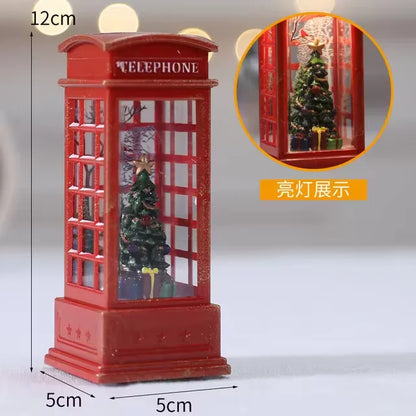 Christmas Desktop Decorations luminated Telephone Booths Christmas Lights Telephone Booths Wind Lights Crystal Lights Gifts