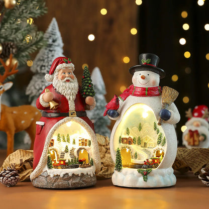 Christmas Cabin Figurine Musical Box Light Christmas Ornaments Decorations Music Box